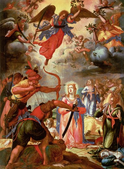Het martelaarschap van St. Ursula, begin 17e eeuw door or Wit, Peter Witte